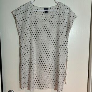 Oh Baby by Motherhood Maternity Blouse White Black Polka Dot Side Tie Medium
